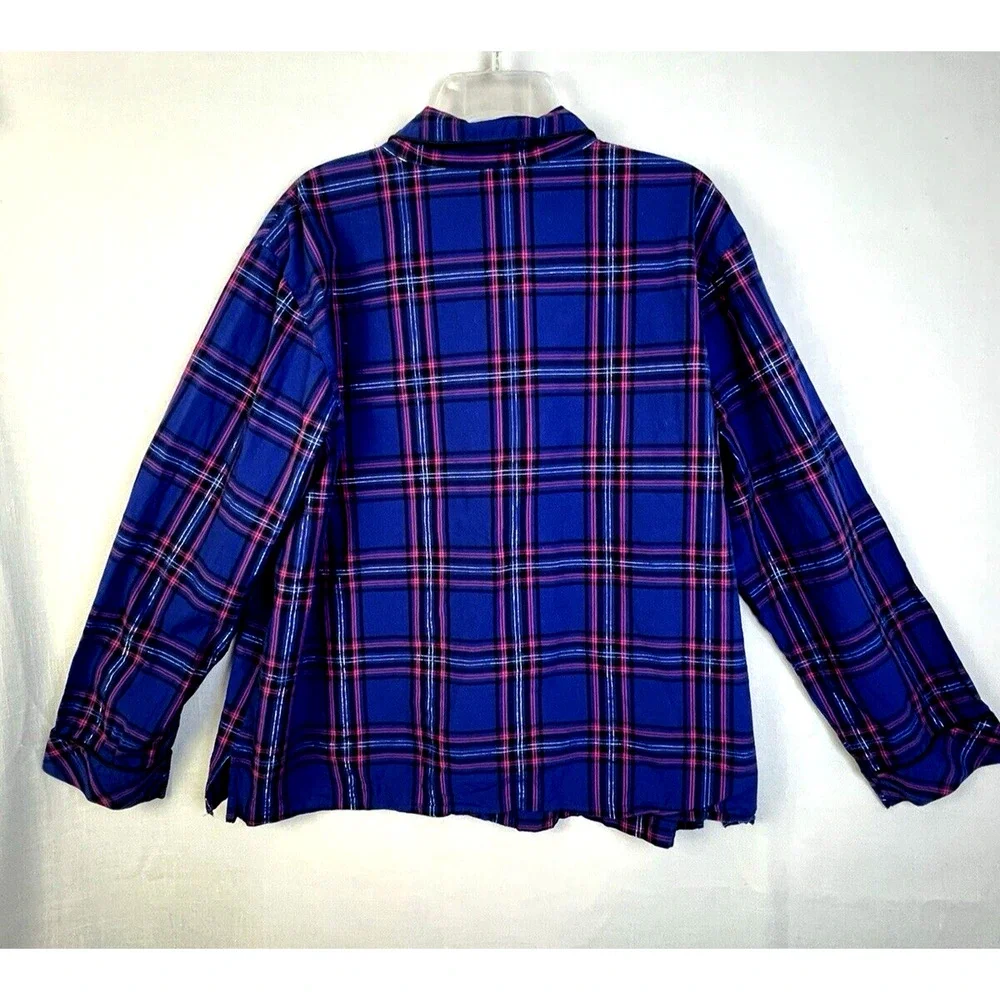 VIctoria's Secret Sleep Shirt Women's XL Blue Plaid Button Front Pajama Top